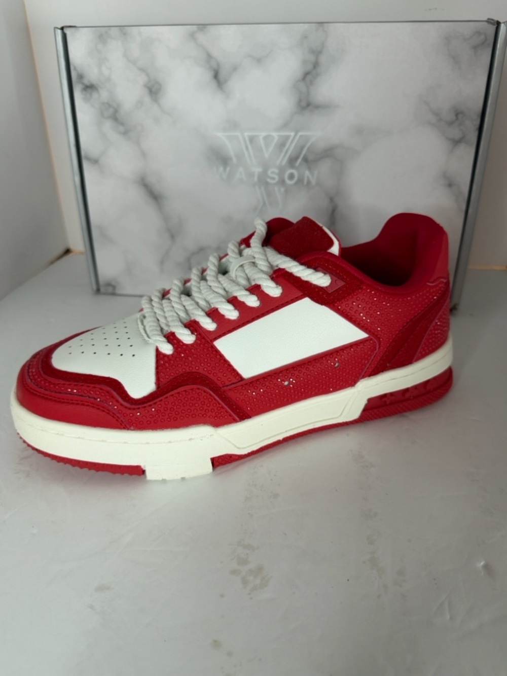 Watson x Watson Red White Sneakers Size 6.5 New Streetwear Low Top - Picture 7 of 11